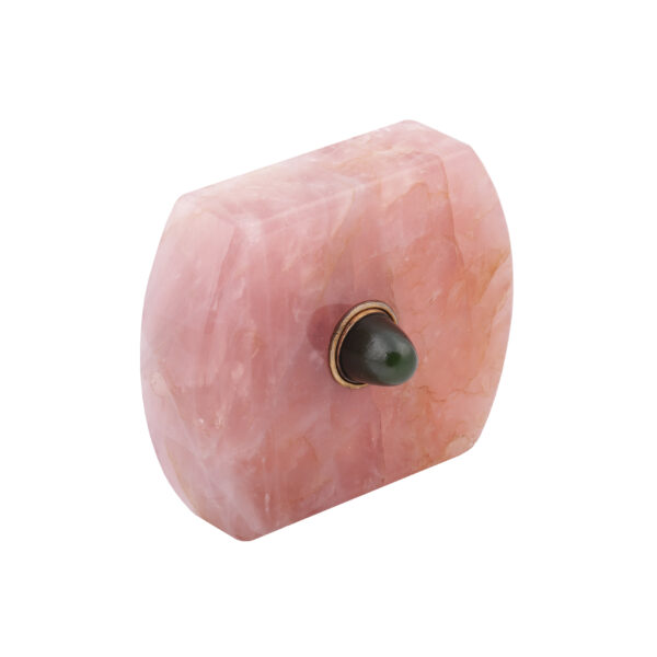 Lot 0110 <br/>A Russian gold, pink quartz and jade table bell push <br/>Estimate: 600-700€ - Image 4