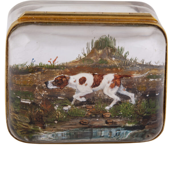 Lot 0118 <br/>A Russian rock crytal box with golden mount "English setter" <br/>Estimate: 2500-3500€ - Image 5