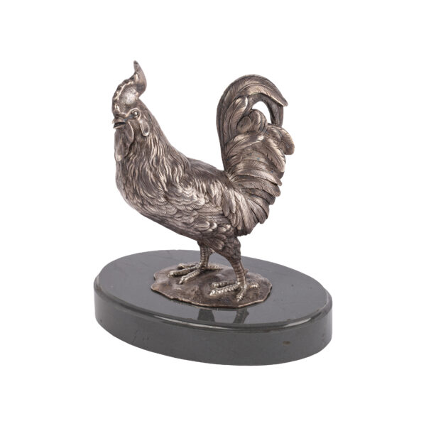 Lot 0151 <br/>A Russian cast silver and kalgan jasper rooster <br/>Estimate: 5000-7000€