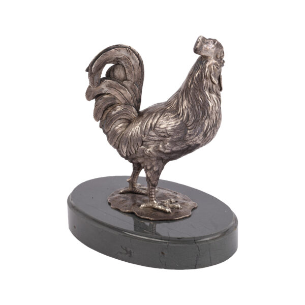 Lot 0151 <br/>A Russian cast silver and kalgan jasper rooster <br/>Estimate: 5000-7000€ - Image 2