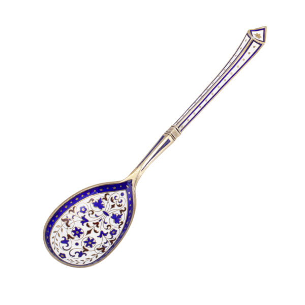 Lot 0189 <br/>An impressive silver-gilt and chamoleve enamel spoon. I. Sazikov <br/>Estimate: 1500-2000€