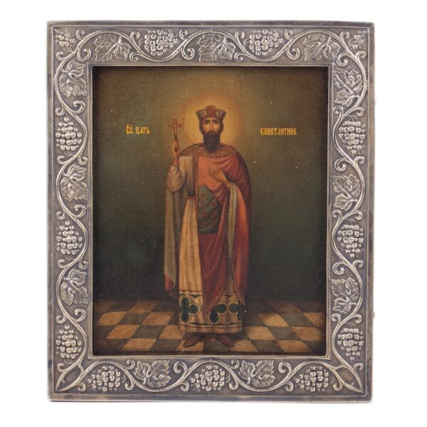 Lot 0221 <br/>A Russian Art Nouveau-Style Icon of St. Tsar Konstantin <br/>Estimate: 3500-4500€