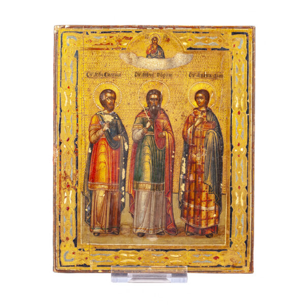 Lot 0227 <br/>A Russian icon depicting the Holy Martyrs Simon Gurias and Aviv <br/>Estimate: 300-400€