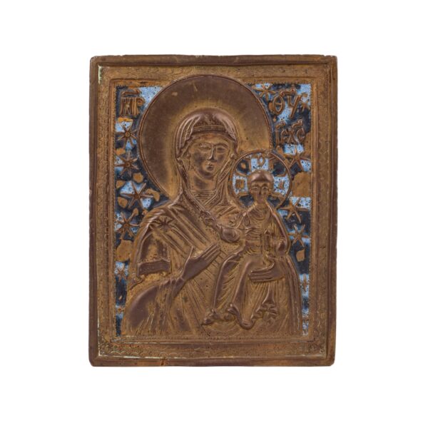 Lot 0235 <br/>A Russian brass and enamel icon of "Mother of God of Smolensk" <br/>Estimate: 200-250€ - Image 2