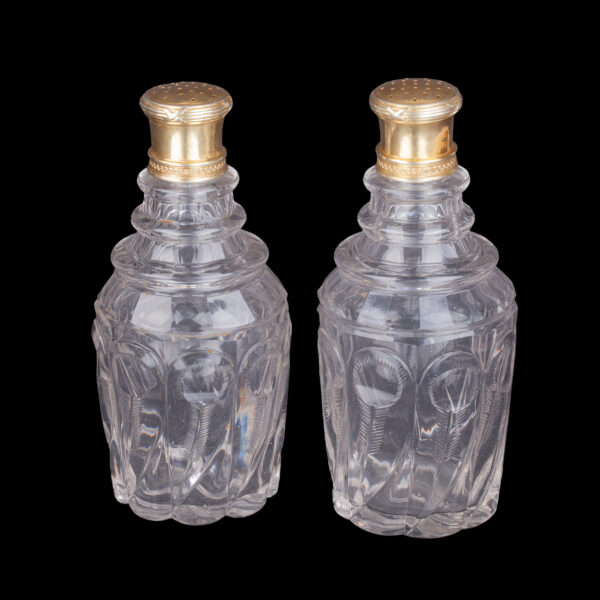 Lot 0049 <br/>A Faberge silver-gilt and cut glass flacons <br/>Estimate: 2500-3500€