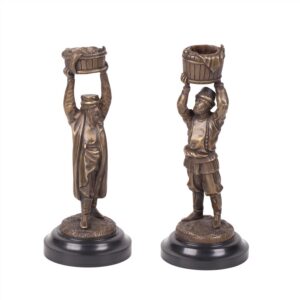 Lot 0010 <br/>Evgeny Lanceray. Pair of Russian Bronze Candlesticks <br/>Estimate: 1000-1500€