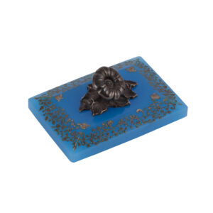 Lot 0114 <br/>Russian Cast Silver and Blue Opaline Glass Paperweight <br/>Estimate: 700-900€