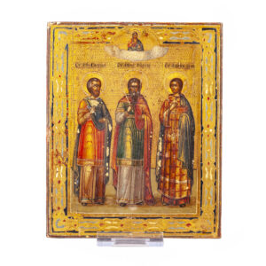 Lot 0180 <br/>Russian Icon Depicting the Holy Martyrs Simon Gurias and Aviv <br/>Estimate: 300-400€