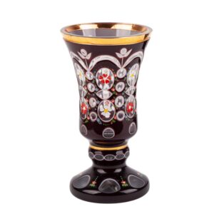 Lot 0103 <br/>Bohemian Glass Goblet with Gilt Rim and Polychrome Enamel Floral Decoration, Late 19th-Early 20th Century <br/>Estimate: 80-90€