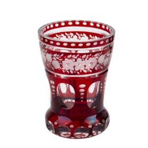 Lot 0108 <br/>Ruby Cut and Engraved Glass Beaker with Floral Ornament, Late 19th–Early 20th Century <br/>Estimate: 80-90€
