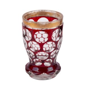 Lot 0110 <br/>Ruby Cut Glass Beaker with All-Over Cut Roundels, Late 19th–Early 20th Century <br/>Estimate: 60-70€