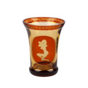 Lot 0114 <br/>Large Thin-Walled Amber Glass Vase with Erotic Scene, Late 19th–Early 20th Century <br/>Estimate: 90-100€