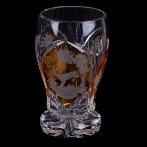 Lot 0115 <br/>Cut Clear Glass Vase with Engraved Animals, Late 19th–Early 20th Century <br/>Estimate: 70-80€