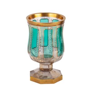 Lot 0121 <br/>Massive Turquoise and Gilt Glass Goblet, Late 19th–Early 20th Century <br/>Estimate: 90-100€