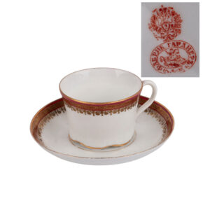 Lot 0129 <br/>Antique Russian Gardner Porcelain Cup and Saucer, Imperial Period, Late 19th Century <br/>Estimate: 300-400€