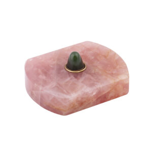 Lot 0192 <br/>Russian Gold, Pink Quartz and Jade Table Bell Push, St Petersburg, late 19th century <br/>Estimate: 400-500€