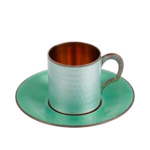 Lot 0197 <br/>Russian Silver-Gilt Vodka Cup with Saucer and Guilloché Enamel, Grachev Brothers, St Petersburg, 1908–1917 <br/>Estimate: 1500-1700€