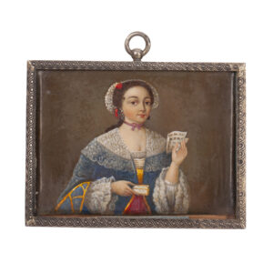 Lot 0201 <br/>Imperial Porcelain Manufactory Silver-Mounted Porcelain Plaque “Lady Holding a Snuffbox”, 1898–1908 (porcelain 18th century) <br/>Estimate: 1500-2000€