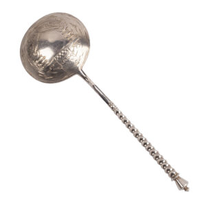 Lot 0221 <br/>Russian Silver Jam Spoon with Neo-Russian Engraved Decoration, St Petersburg, 1877 <br/>Estimate: 250-300€
