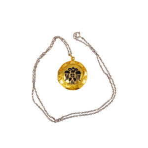 Lot 0231 <br/>Imperial Stroganov school. Rare Silver-Gilt Pendant with Romanov's Double Headed Eagle <br/>Estimate: 1200-1500€