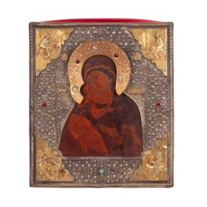 Lot 0269 <br/>Icon of the Vladimir Mother of God with Silver-Gilt Oklad, Moscow, M. D. Shein workshop, 1867 <br/>Estimate: 2500-3500€