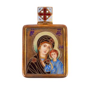 Lot 0280 <br/>Ovchinnikov. Travel Icon of the Kazan Mother of God in Cloisonné Enamel, Moscow, 1899–1908 <br/>Estimate: 5000-7000€