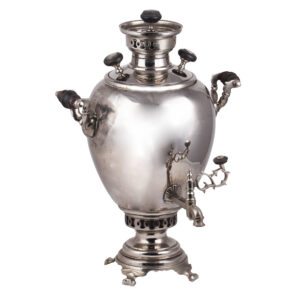 Lot 0285 <br/>Russian Silver-Plated Brass Samovar in the Shape of an Egg <br/>Estimate: 800-1000€