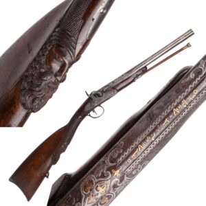 Lot 0342 <br/>A very rare and beautifully decorated small child’s hunting gun <br/>Estimate: 3500-4500€