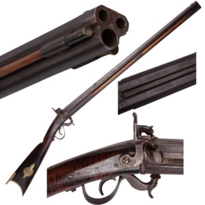 Lot 0343 <br/>An Exceptional American drilling hunting combination percussion rifle/shotgun <br/>Estimate: 4000-5000€