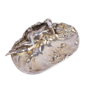 Lot 0037 <br/>Boucheron - Silver Tray-Ashtray with Naiad Figure, Signed H. Burdy, Paris, 1900s <br/>Estimate: 3500-4500€