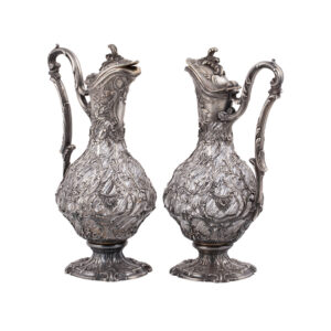 Lot 0055 <br/>Fabergé. Pair of Silver-Gilt and Cut-Glass Decanters, Moscow, 1889 <br/>Estimate: 35000-40000€