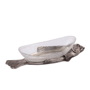 Lot 0056 <br/>Fabergé. Silver and Glass Caviar Bowl in the Form of a Fish, Moscow, 1899–1908 <br/>Estimate: 20000-25000€