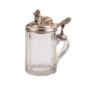 Lot 0058 <br/>Russian Silver-Mounted Cut-Glass Tankard with Dog Finial <br/>Estimate: 1200-1500€