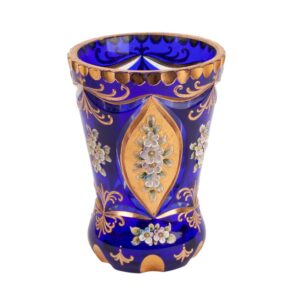 Lot 0094 <br/>Cobalt Blue Bohemian Art Glass Beaker with Gilded and Enamel Floral Decoration, Late 19th–Early 20th Century <br/>Estimate: 200-250€