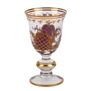 Lot 0097 <br/>Bohemian Glass Goblet with Gilt Scrollwork and Violet Lattice Decoration, 19th Century <br/>Estimate: 60-70€