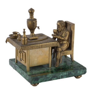 Lot 0009 <br/>Rare Russian Bronze and Malachite Tea-Drinking Inkstand <br/>Estimate: 6000-8000€