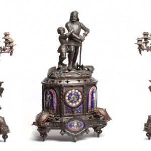 Russian fireplace clock with candlesticks — image 1