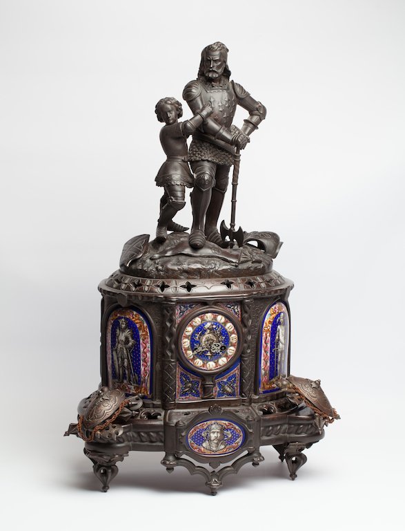 Russian fireplace clock with candlesticks — image 2