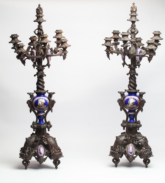 Russian fireplace clock with candlesticks — image 7