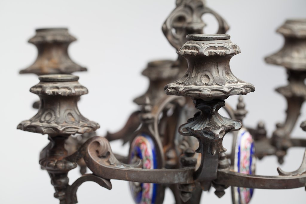 Russian fireplace clock with candlesticks — image 8