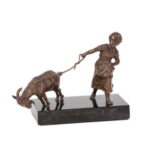 Russian bronze composition "Goat shepherd" — image 1