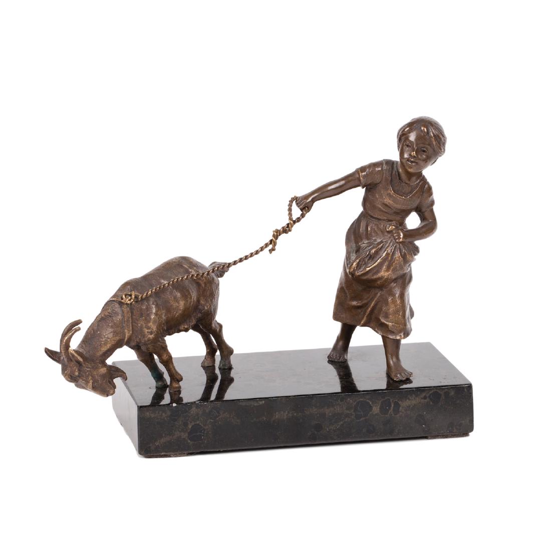 Russian bronze composition "Goat shepherd" — image 1