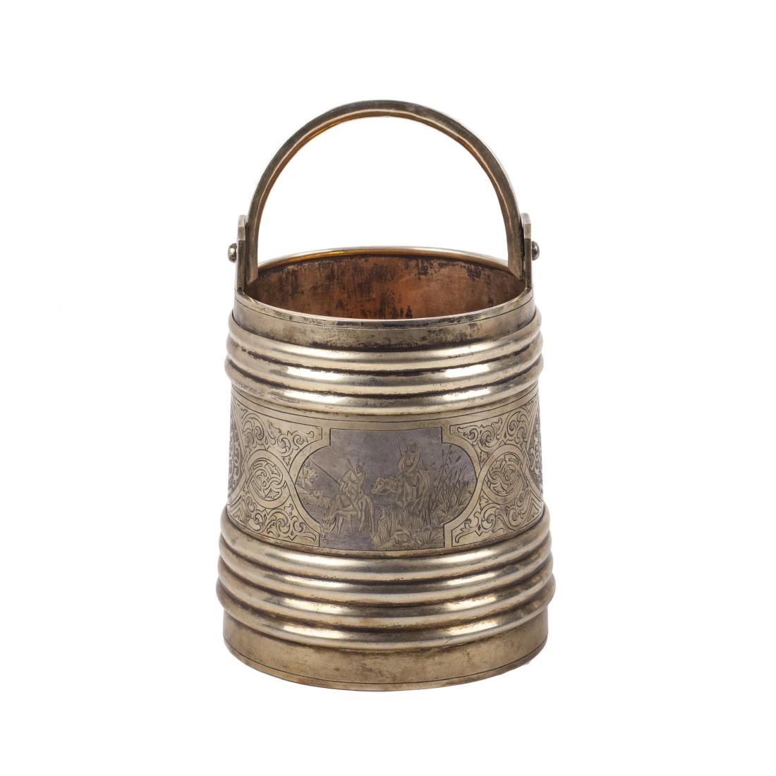 Russian silver-gilt and engraved decorative bucket — image 1