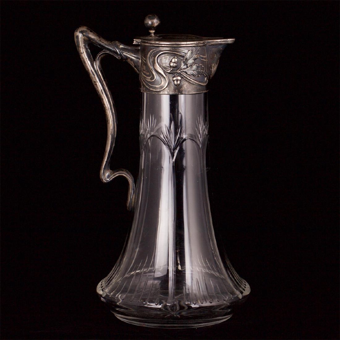 Silver and cut-glass carafe in Art Nouveau style — image 1