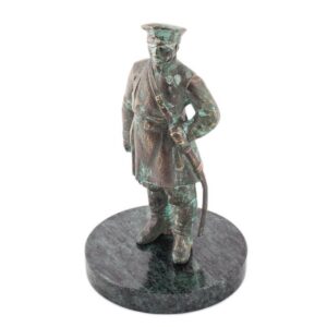 Bronze sculpture of Russian officer on marble stand — image 1
