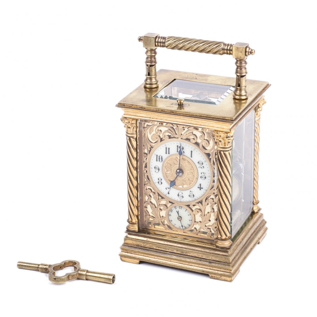 Carriage clock with the key and alarm — image 1
