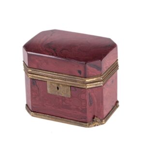 Russian 19th century jasper glass and brass casket — image 1