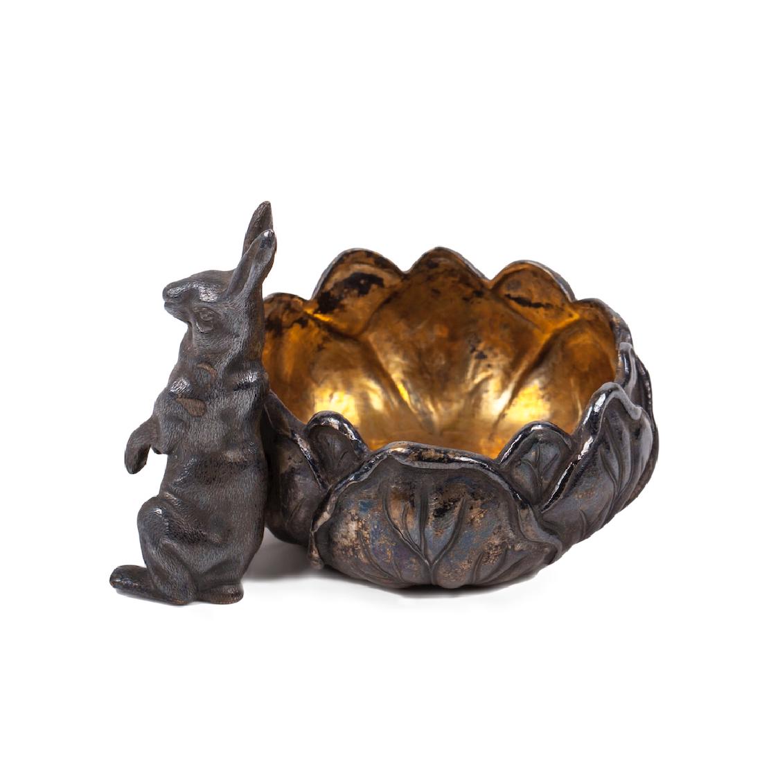 Russian silver-gilt tray with a rabbit figure — image 3