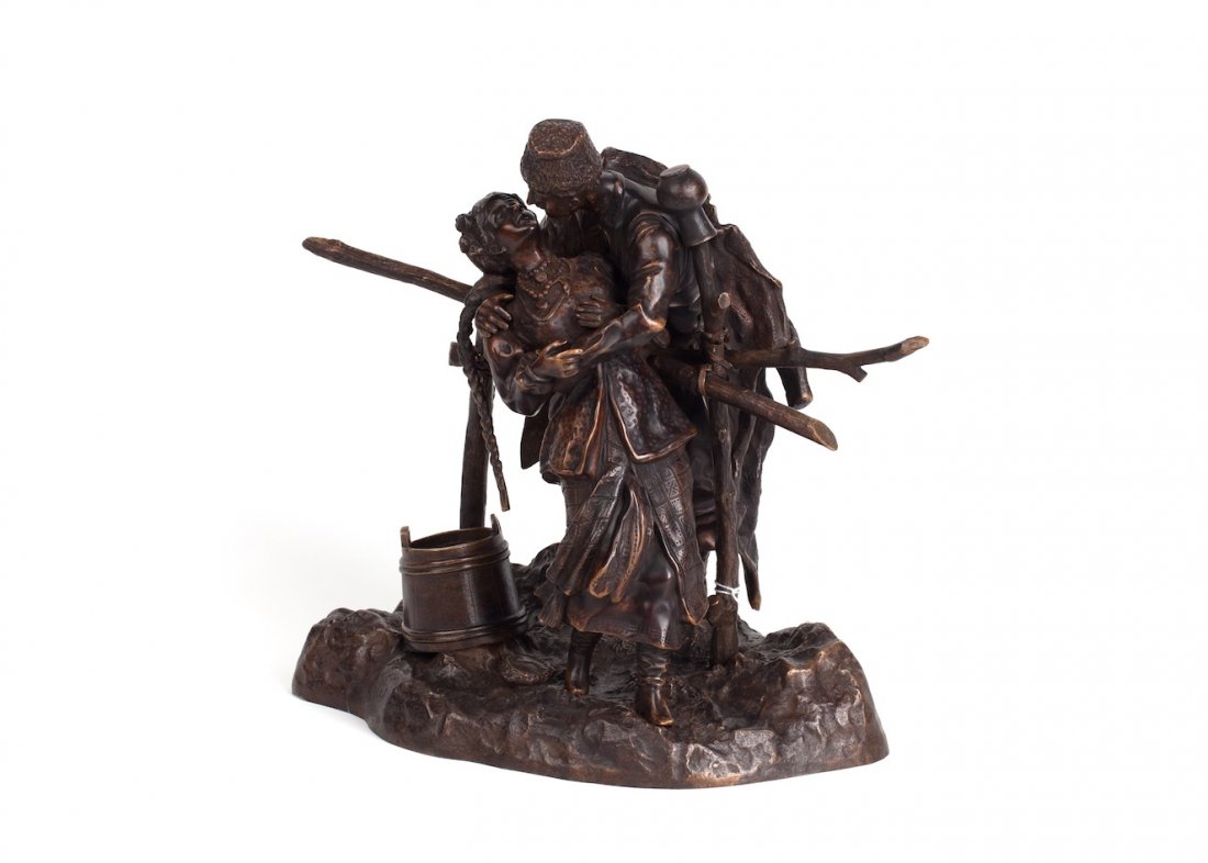 Very rare russian bronze "Farewell at the wattle". — image 1