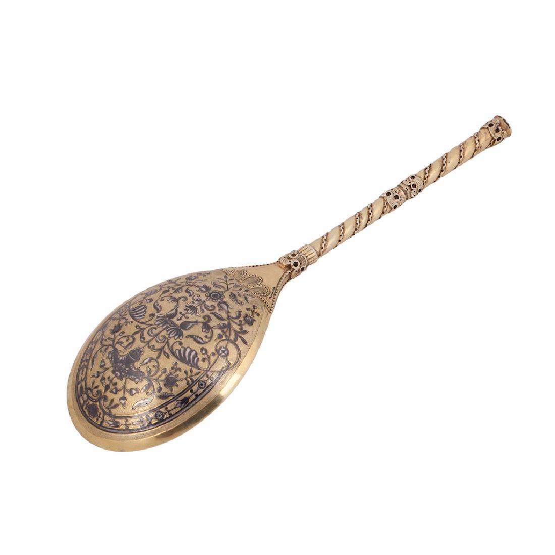 Russian silver-gilt decorative spoon ladle — image 1